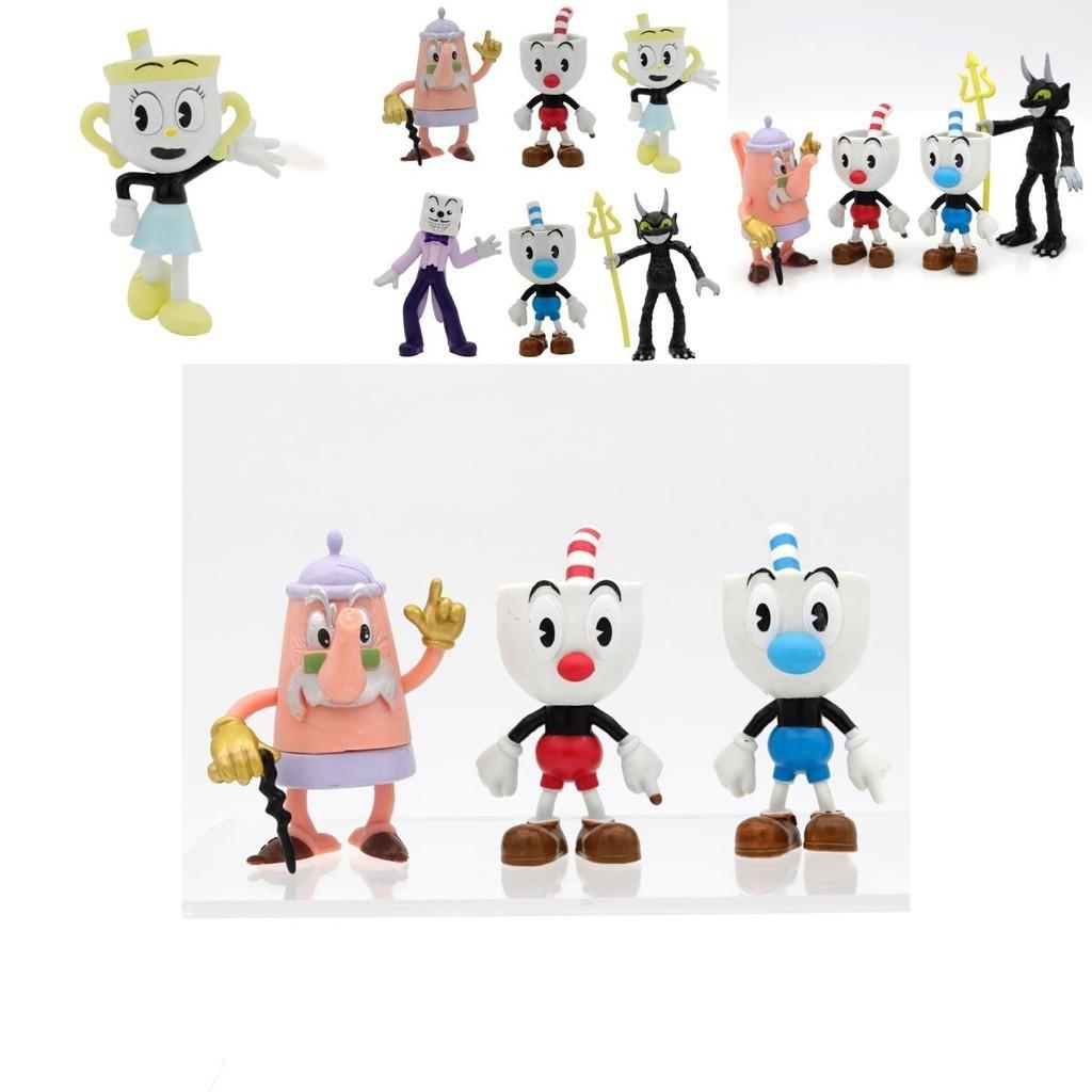 Красочная кукла Cuphead 3,6-4 дюйма Игровая периферия Ручная работа Украшения для торта 6 шт./набор