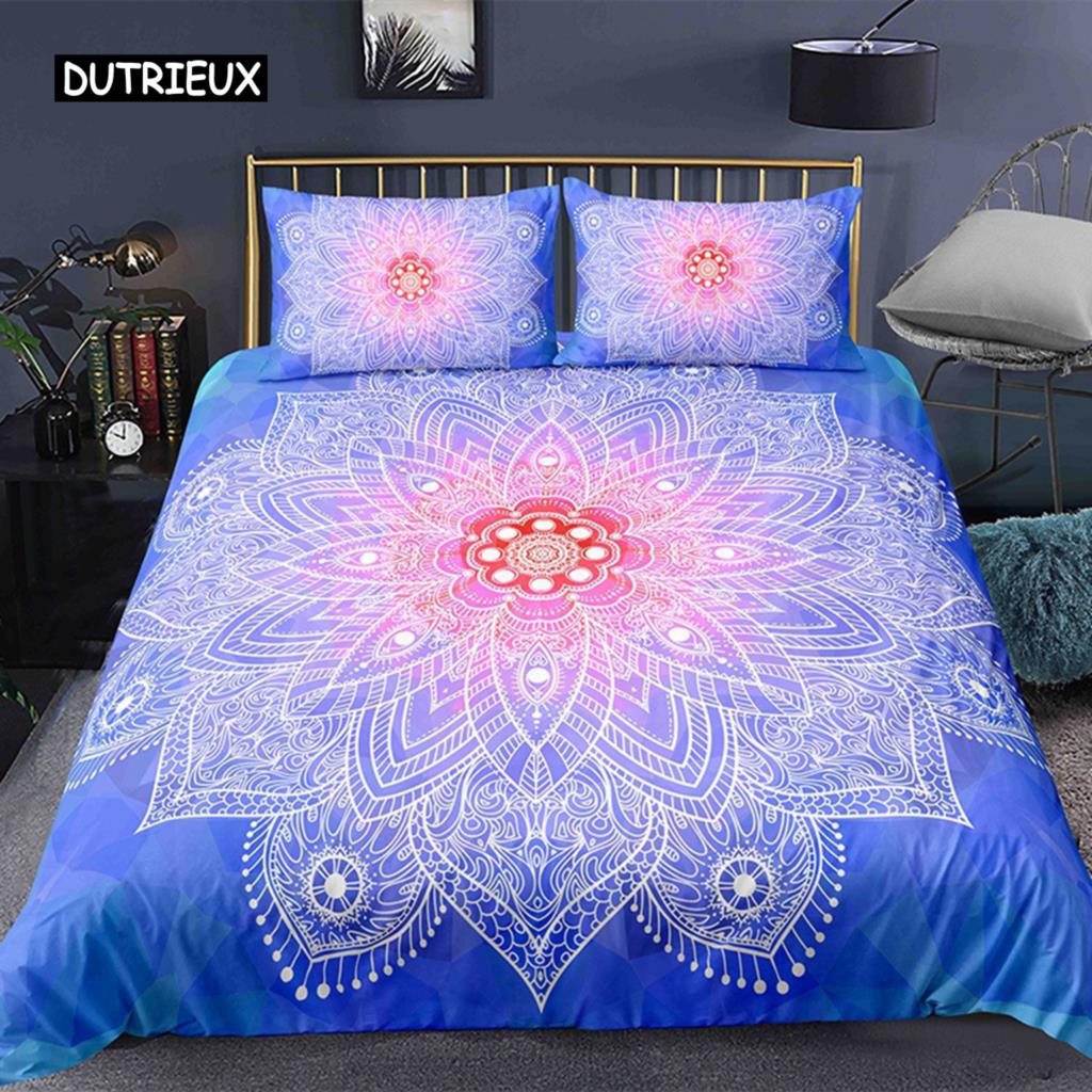 Комплект постельного белья Bohemian Mandala из 2/3 предметов, двуспальное, двуспальное, королевского размера, пододеяльник и наволочка, мягкое постельное белье