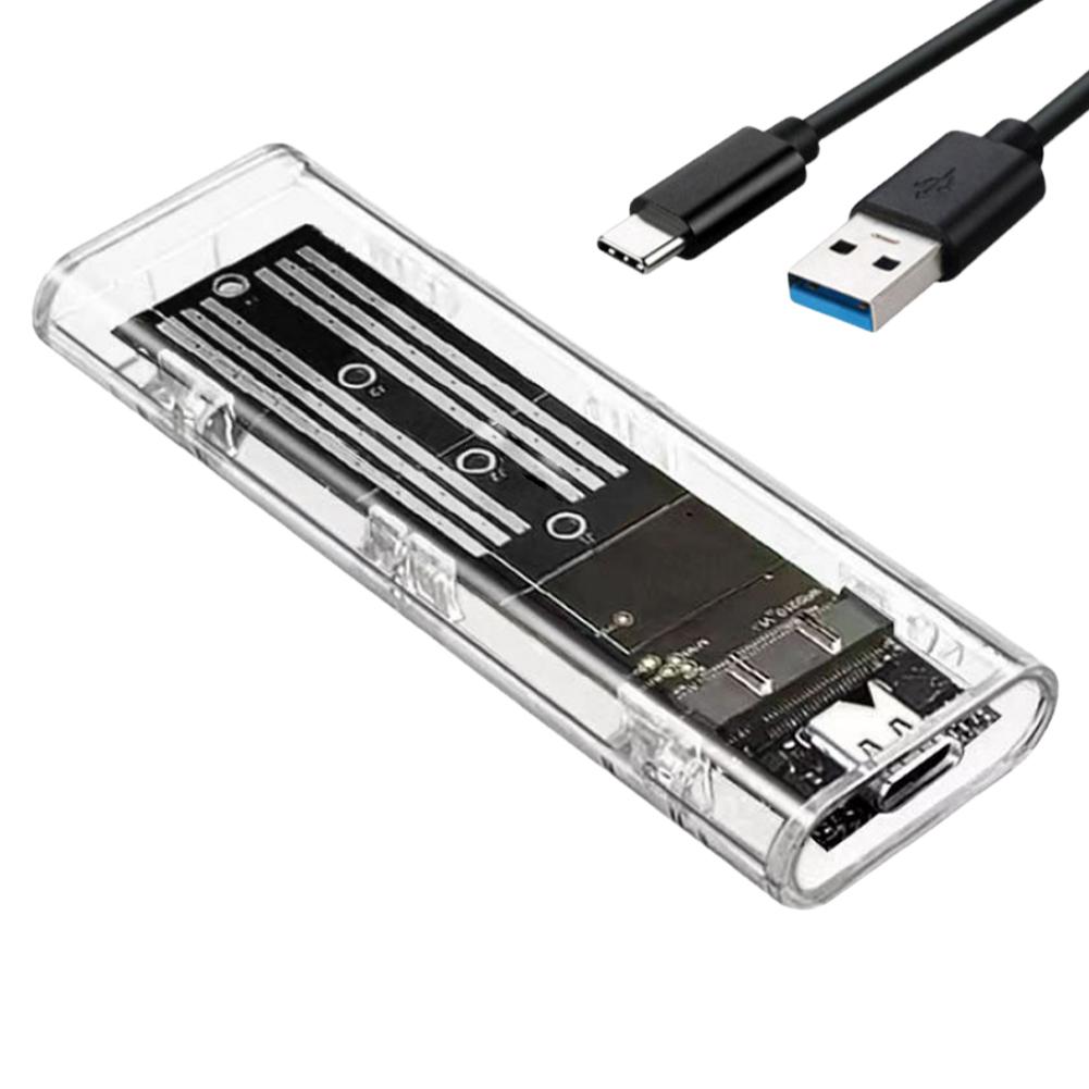 M.2 NGFF SATA Type C USB 3.1 SSD Case 10Gbps Transparent External SSD Case External SSD Adapter for 2230 2242 2260 2280