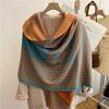 Autumn and Winter New Imitation Cashmere Scarf Women's Geometric Striped Double-sided Warm Fringed Scarf Fashionable