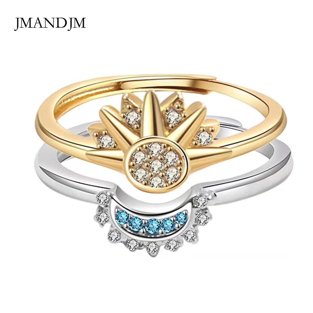 Personalized Simple Design Sense of Sun and Moon, Stacked with Diamonds, Sun and Moon Couple Ring Ring