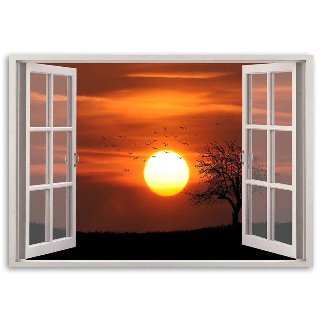 Печать на холсте, Окно - закат
