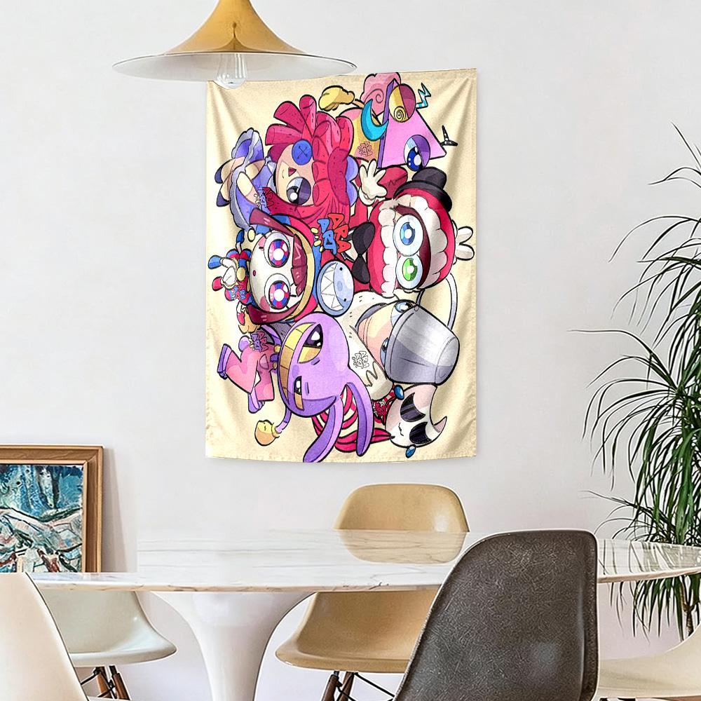 Digital Circus Game Style Wall Decor Tapestry Art For Pet Memorial Birthdaywedding Party Backdrop Family Gift