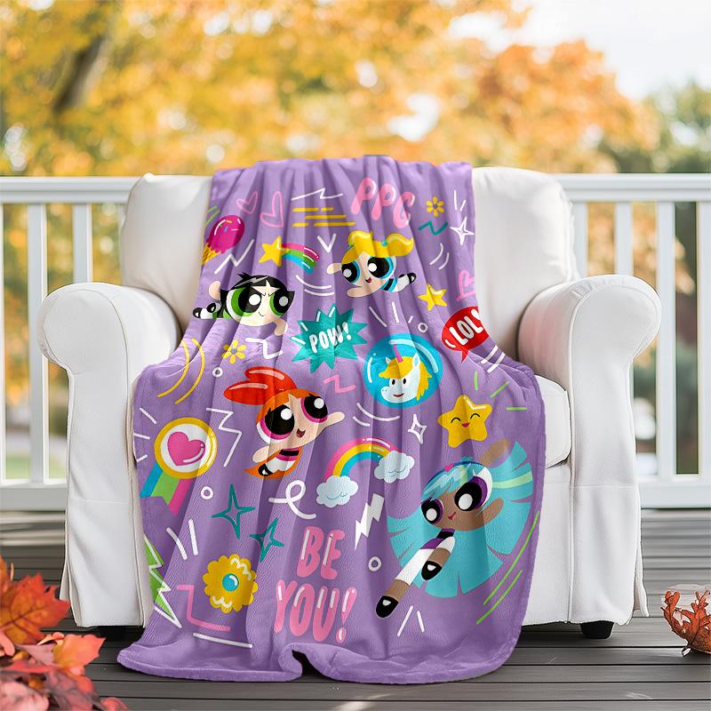 The Powerpuff Girls printed throw blanket—lightweight,soft,warm;versatile blanket for all seasons—perfect as &air-conditioning throw,nap blanket