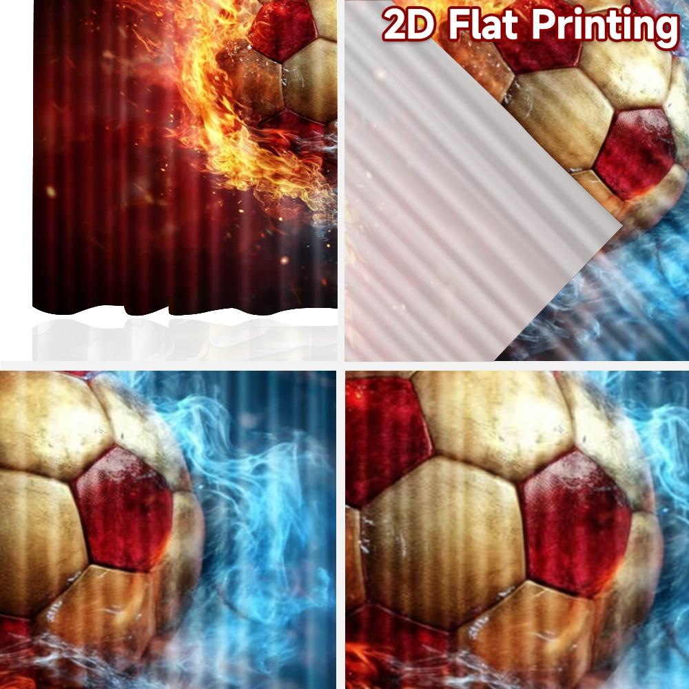 2D flat printing 2pcs Curtain Party Window Curtains Fiery Soccer Ball Digital Printed Polyester Drapes Birthday Party Use for