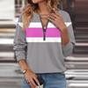 Женский повседневный свитер с длинным рукавом и застежкой-молнией на четверть длины, цветной блокирующий пуловер, толстовки, повседневная верхняя одежда на осень
