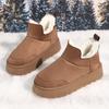 Мода 2024 Зима Женские Утепленные Плюшевые Теплые Снежные Ботинки Толстая Подошва Увеличивающие Рост Нескользящие Хлопковые Ботинки Женские Плоские Ботильоны на Платформе