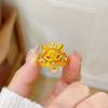 Golden Rhinestone Opening Ring Textured Animal Ring Creative Vintage Metal Ring  Daily