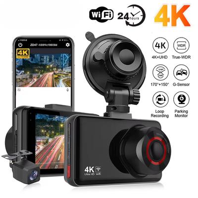 2025 Новый автомобильный видеорегистратор с двумя объективами 4K WiFi GPS, автоматический видеорегистратор с покадровой съемкой и встроенной поддержкой круглосуточного мониторинга парковки