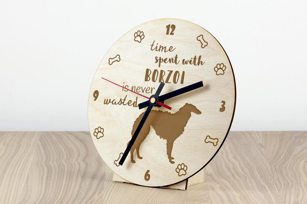 Borzoi, Russian Hunting Sighthound, Russian Wolfhound - clock with dog, wooden clock with engraving, personalised clock by Art-Dog