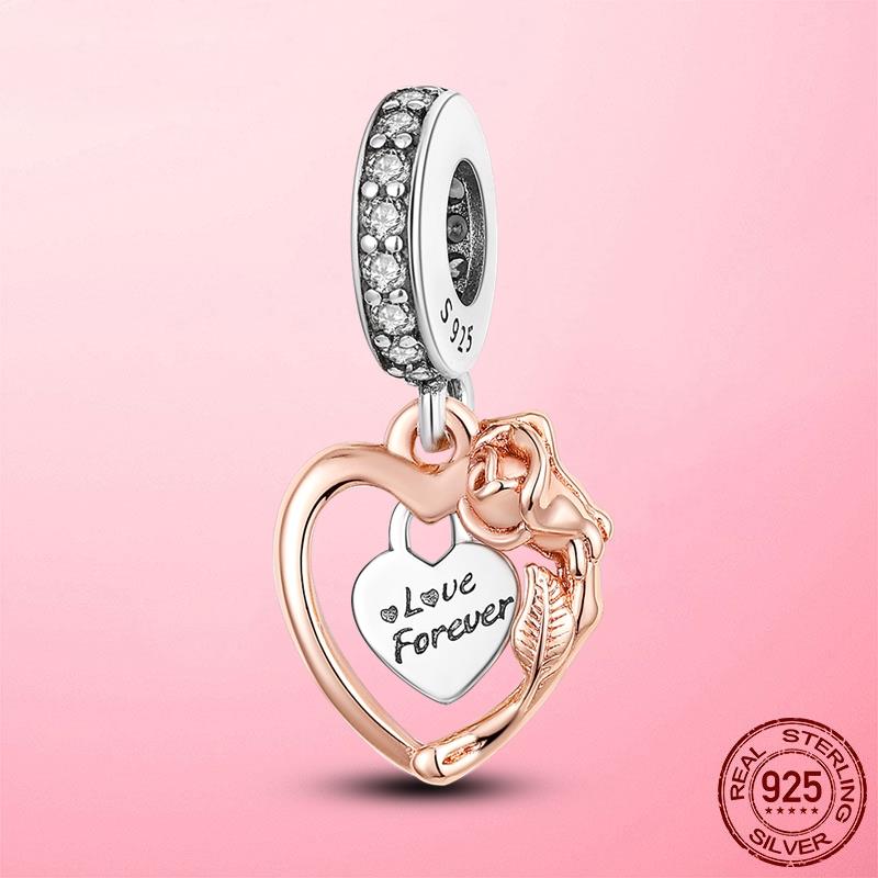 Горячая подвеска в виде сердца в виде компаса, подвеска в виде бусины, серебряная подвеска 925 пробы, оригинальный браслет MULA, сделай сам для изготовления ювелирных изделий