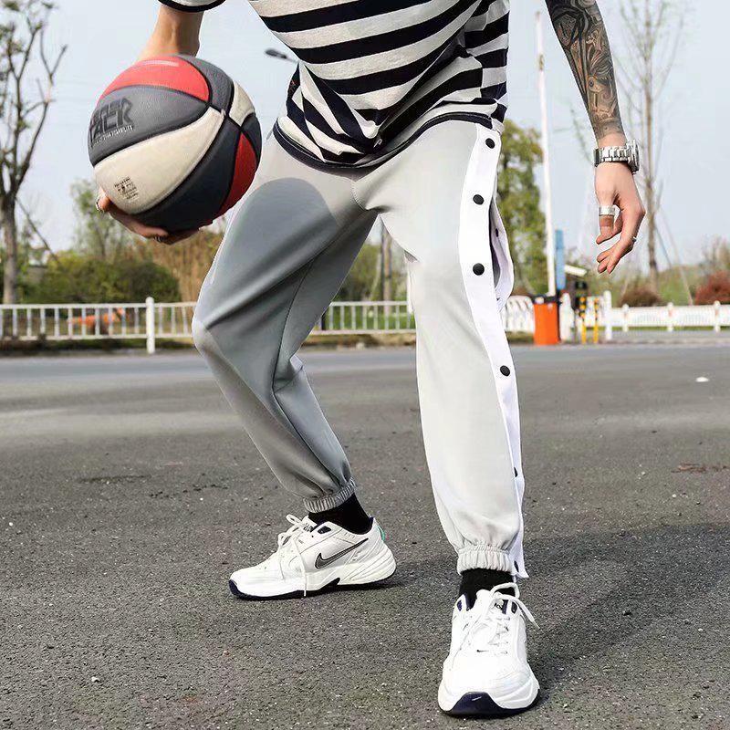 Мужские уличные баскетбольные брюки на пуговицах - Легкие, повседневные леггинсы 9/10 для занятий спортом весной и осенью