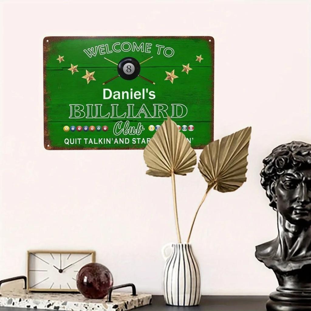 1pc 20x30cm Personalized Billiard Club Metal Sign Custom Name Aluminum Wall Decor Pool Backyard Game Room Plaque