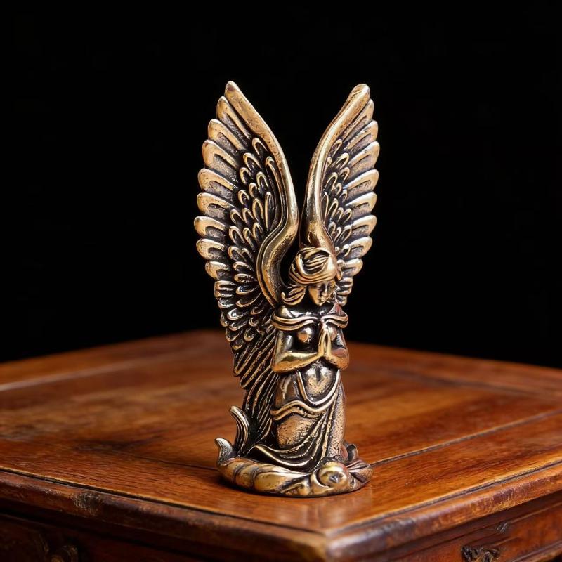 Goddess Angel Figure Home Decor Guardian Angel Statue Decoration Retro Home Decor Desktop Tea Pet Craftwork Bronze Ornament