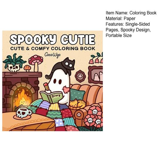 Cartoon Coloring Book Single-Sided Pages Spooky Design Adults Teens Relaxation Coloring Page Illustrations