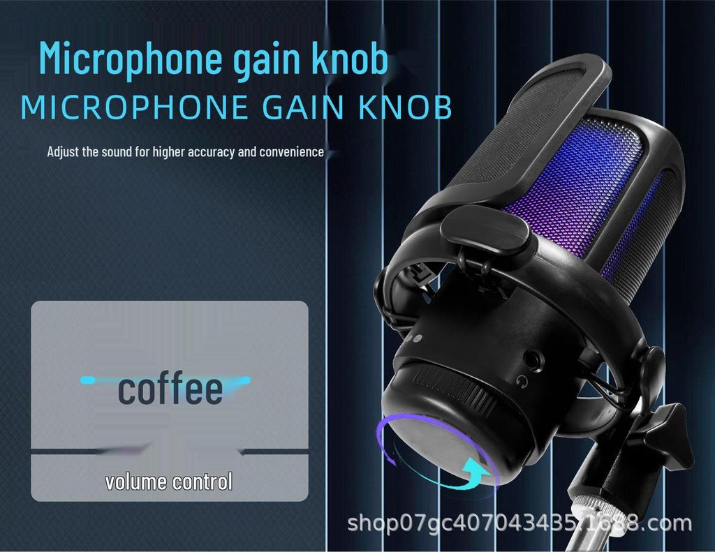 RGB USB игровая микрофонная гарнитура с поп-фильтром для киберспорта и прямых трансляций