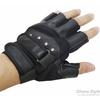 Half-finger Tactical Gloves, Soft Leather Fingerless Studded Gloves, PU Leather, Fingerless, Double Adjuster, Half-finger Gloves, Cycling, Outdoor, Ai