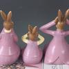 3Pcs Rabbit Sculpture Eye-catching Decorative Wear Resistant Modern Purple Green Easter Rabbit Figurine Decor Home Supplies