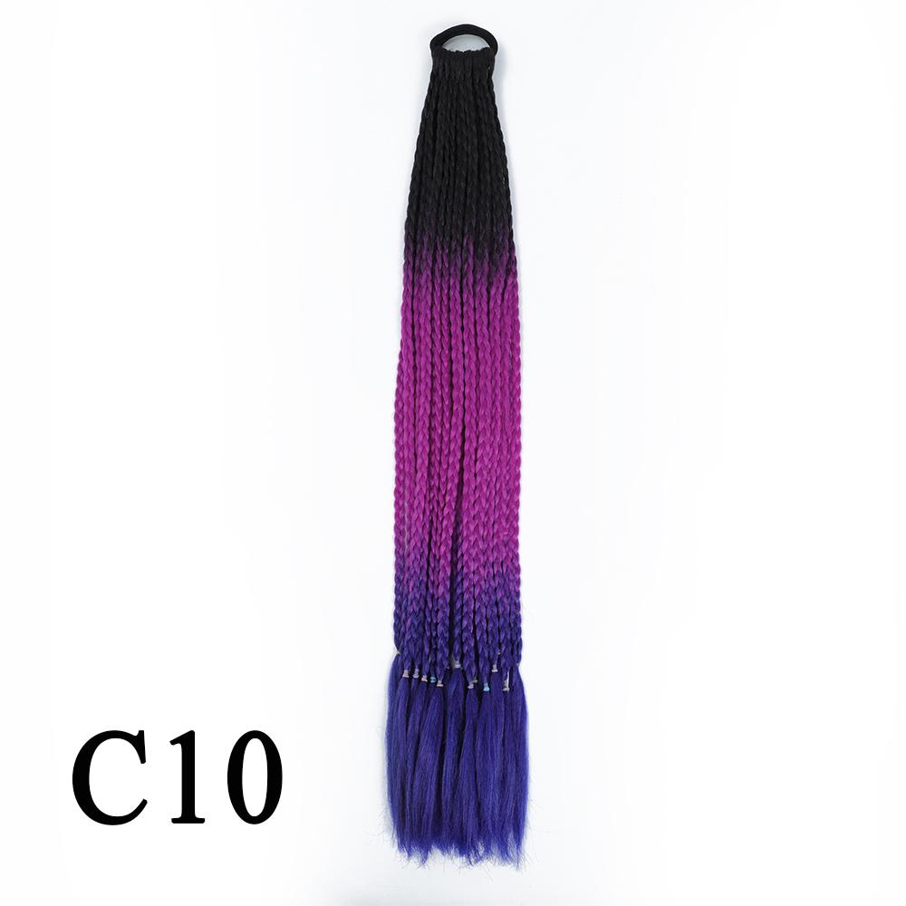 Плетеный хвост с резинкой, черный плетеный хвост ручной работы из термостойкого волокна, шиньоны с конским хвостом для девочек