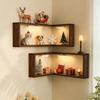 Угловые настенные полки Деревянные угловые плавающие полки для хранения Настенная витрина для книг, растений, фотографий, фигурок, предметов коллекционирования