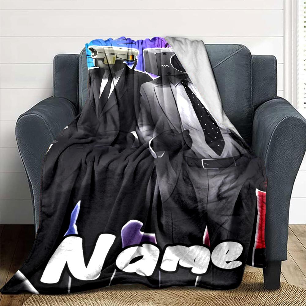 Customiz Name Personality Skibidi Toilet Blanket Soft &Warm Sofa Office Bed Travel Lunch Break Blanket, Gift Suitable All Seasons