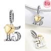 Charms Copper Original Digital Pendant Yellow Heart White Zircon Gemstone Beads Fit Bracelet Women Jewelry Diy Fine Gift