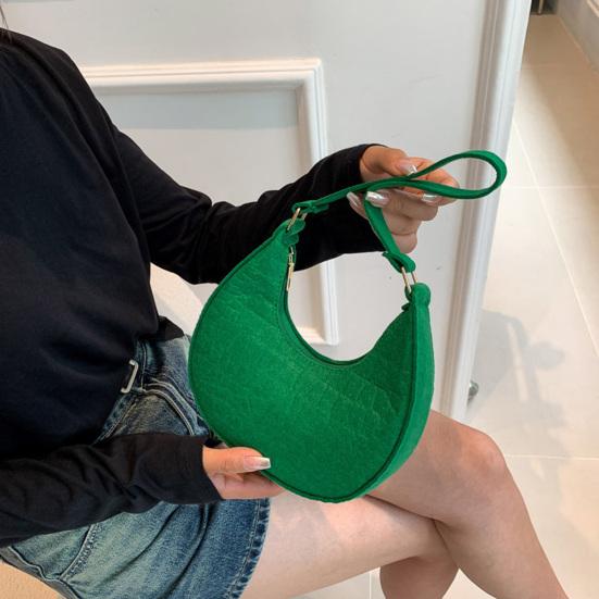Women's Small Hobo Bag Retro Crescent Shoulder Bag Solid Color Felt Casual Phone Purse for Daily Outings Work Travel Parties