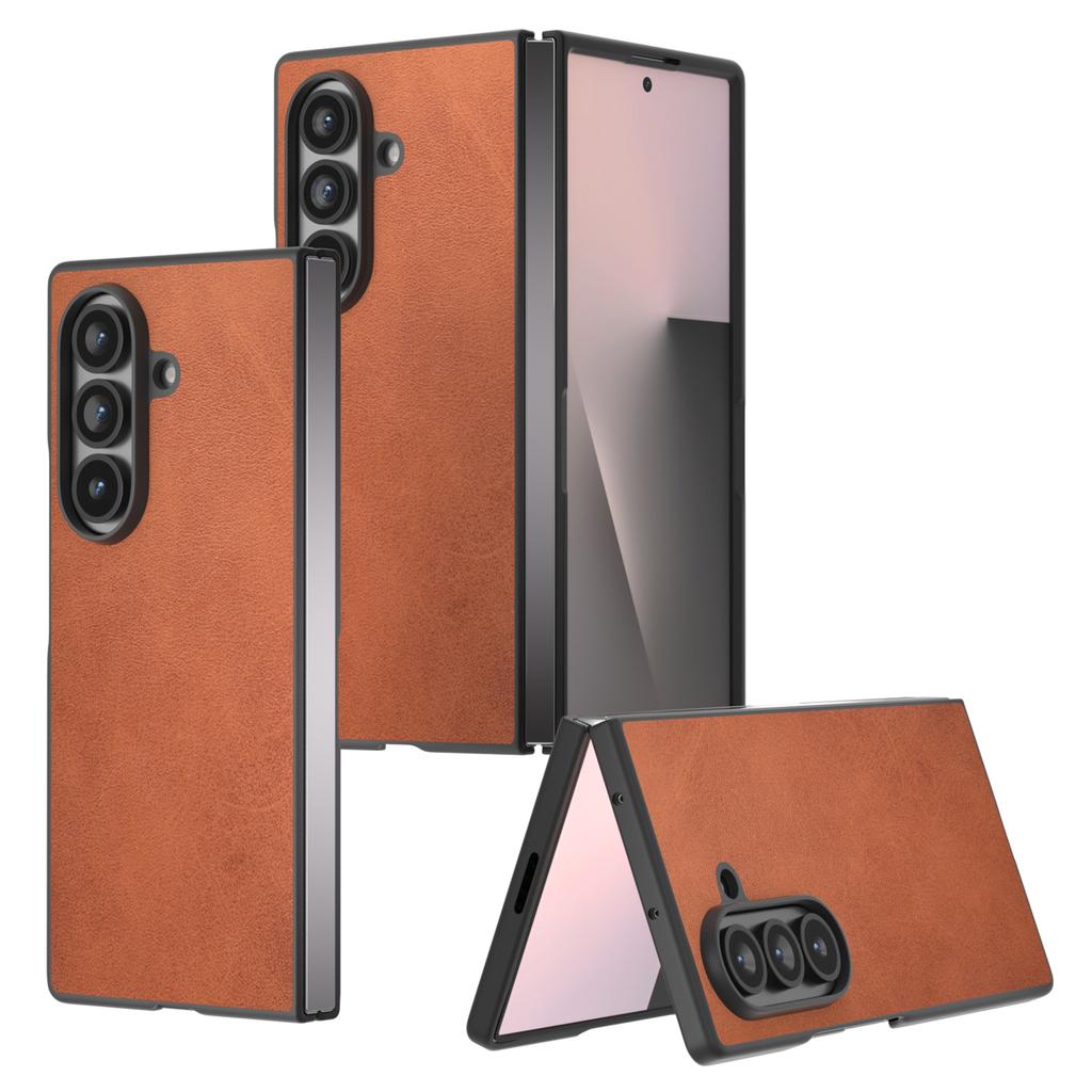 Чехол для Samsung Galaxy Z Fold7 5G с текстурой коровьей кожи, покрытие из ПУ-кожи, защитная крышка для телефона