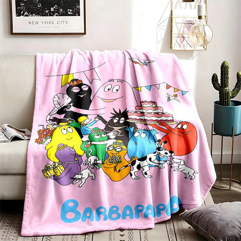 Les Barbapapa Theme Blanket Suitable For The Sofa Camping And Travel Made Of Soft Flannel Material An Ideal Gift For Occasions Such As Birthday