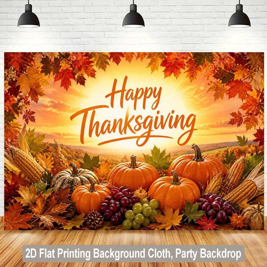 1 piece 2D flat background fabric golden pumpkin field of abundant harvest scenery background banner suitable for partieszyc