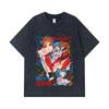 Стиранные футболки 275 г/м² 100% Хлопок Evangelion V9 Аска Рей Ваифу Принт Унисекс Плотная хлопковая футболка