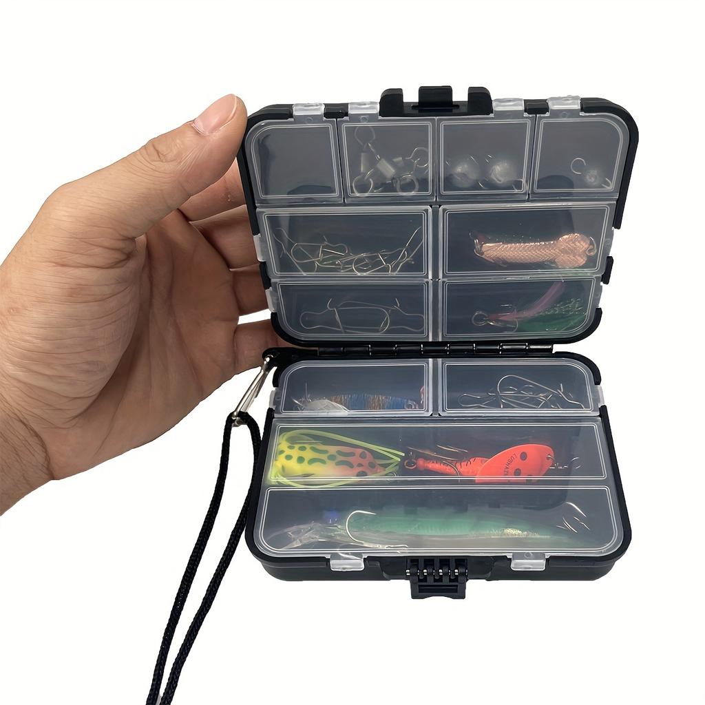 Portable Hanging Rope Fishing Parts Storage Box, Multi-Compartment Classified Organizer for Fishing Gear & Accessories