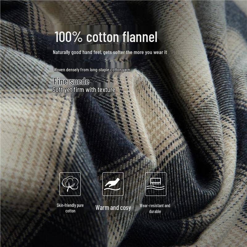 GIORDANO Мужская фланелевая клетчатая рубашка с длинным рукавом