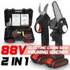 30MM 2 In 1 88VF Cordless Pruning Shears Pruner Branch Cutter 4 Inch Mini Electric Chain Saw Woodworking Tool with 2PC Battery