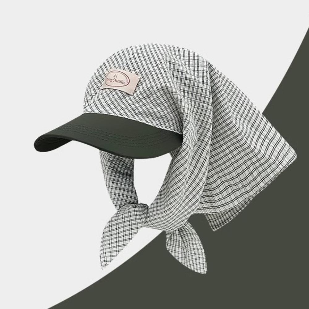 Cotton Y2K Headscarf Baseball Hat Plaid Triangle Headscarf Hat Retro Scarf Peaked Cap Travel