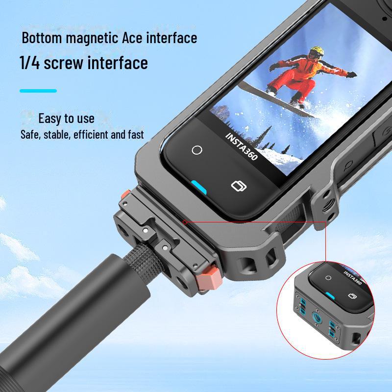 Магнитный теплоотводящий кожух из алюминиевого сплава для спортивной камеры Insta360 X4