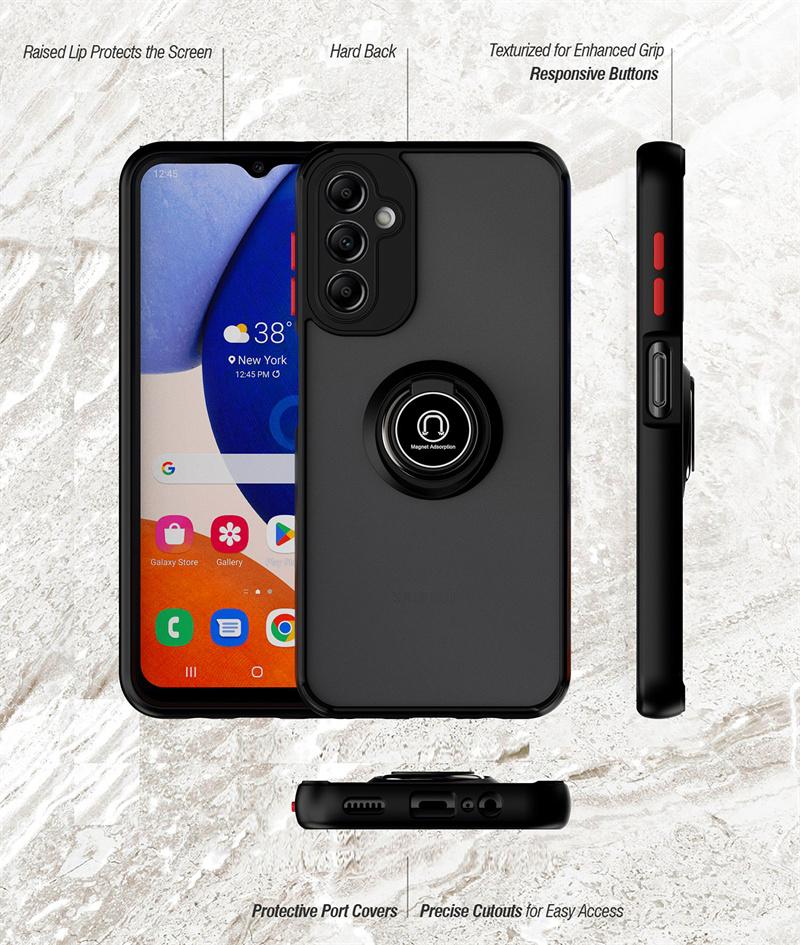 Противоударный бронированный матовый чехол для Samsung Galaxy A14 A24 A34 A54 A05 A05S A15 M14 M34 M54 5G автомобильный магнитный держатель кольцо подставка чехол