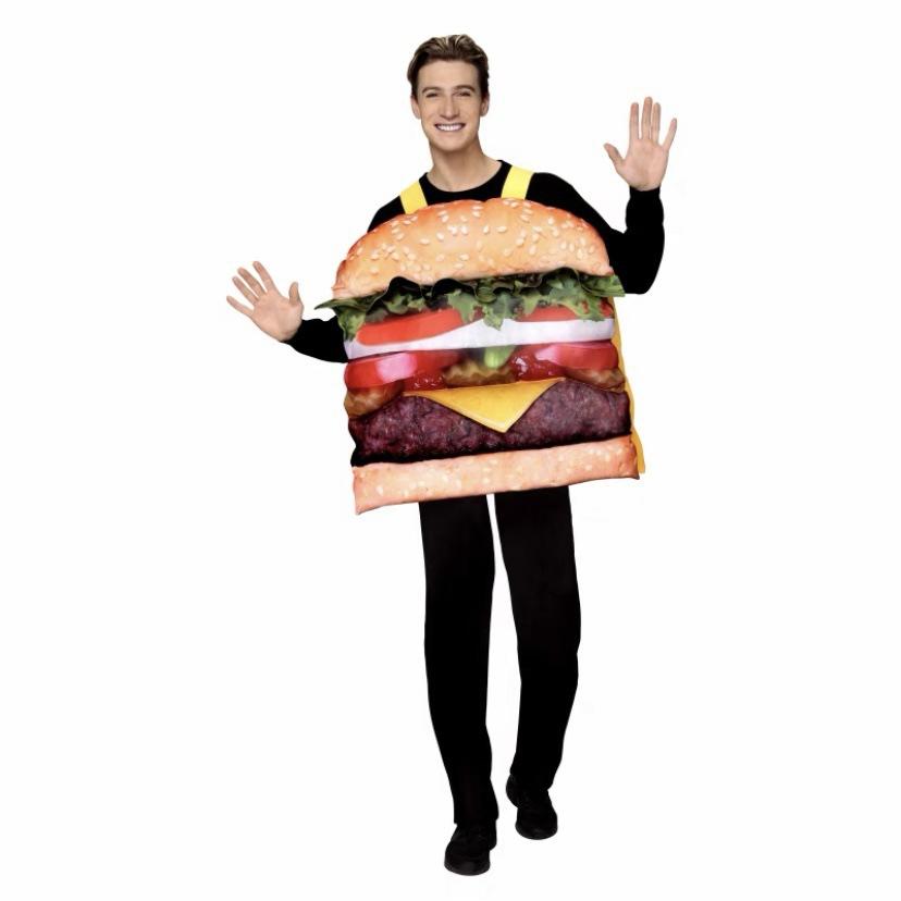 Halloween Costume Children Adult Food Hamburger Ketchup Pork Belly Pizza Acting Costume Show Set