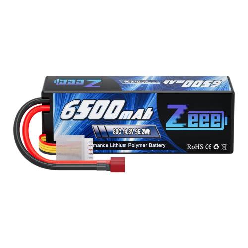 Zeee 14.8V 80C 4S 6500mAh LiPo Battery with T-Plug, High Capacity Battery for RC Cars, Drones, and More