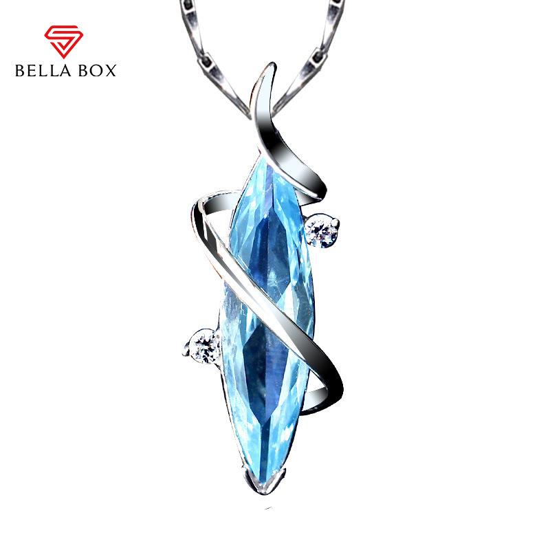 BELLA BOX Water Drop Red Color Treasure Simple Temperament Pendant Clavicle Chain For Women Charm Wedding Engagement Fine Jewelry New Trendy