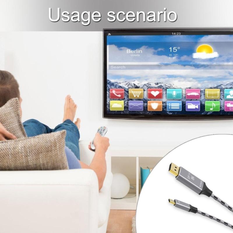 Кабель USB C 2M на 1.4, поддерживает 8K@60Hz для игр и профессионального использования