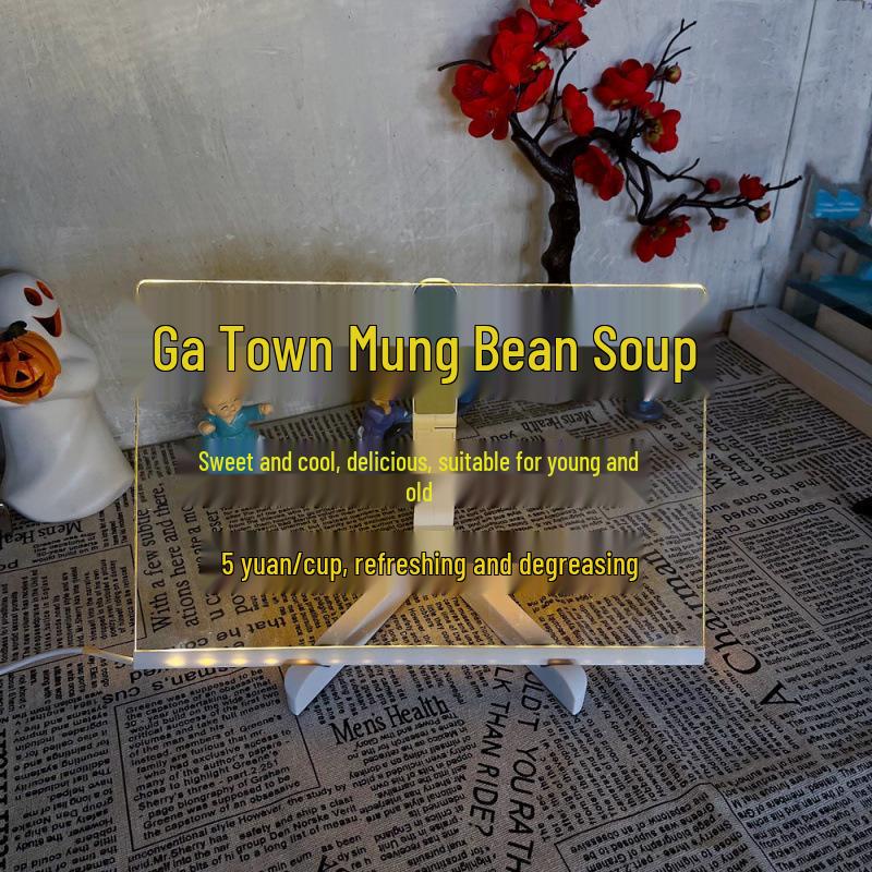 Erasable Luminous Blackboard Sign - Fluorescent Writing Display for Street Stalls