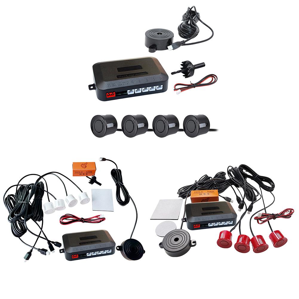 12V Car Parking Sensor Kit 4 Probe 22mm Backup Radar Sound Alert Parking Detector Pure Buzzer No Display for Vehicle Automobile