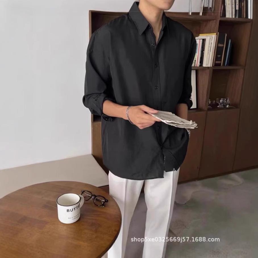 Мужская белая хлопково-льняная рубашка европейского стиля для защиты от солнца - Дышащая, свободного кроя, с длинными рукавами и карманом