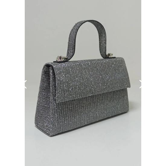 Women's Platinum Glitter Evening Bag