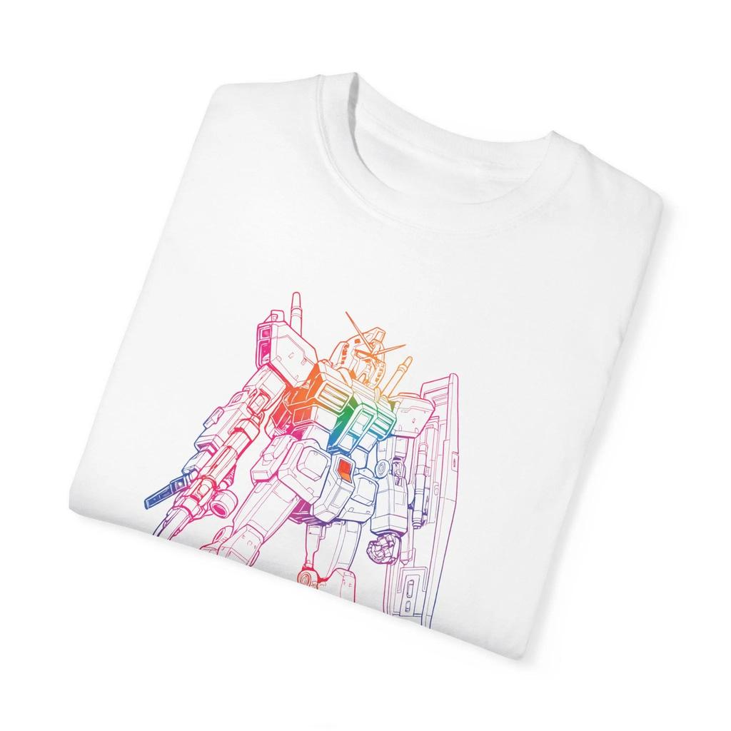 Футболка с летним принтом Mobile Suit Gundam Харадзюку Мужская Женская Винтажная С коротким рукавом Повседневная Свободная Оверсайз Фитнес Комфорт Y2k Топ