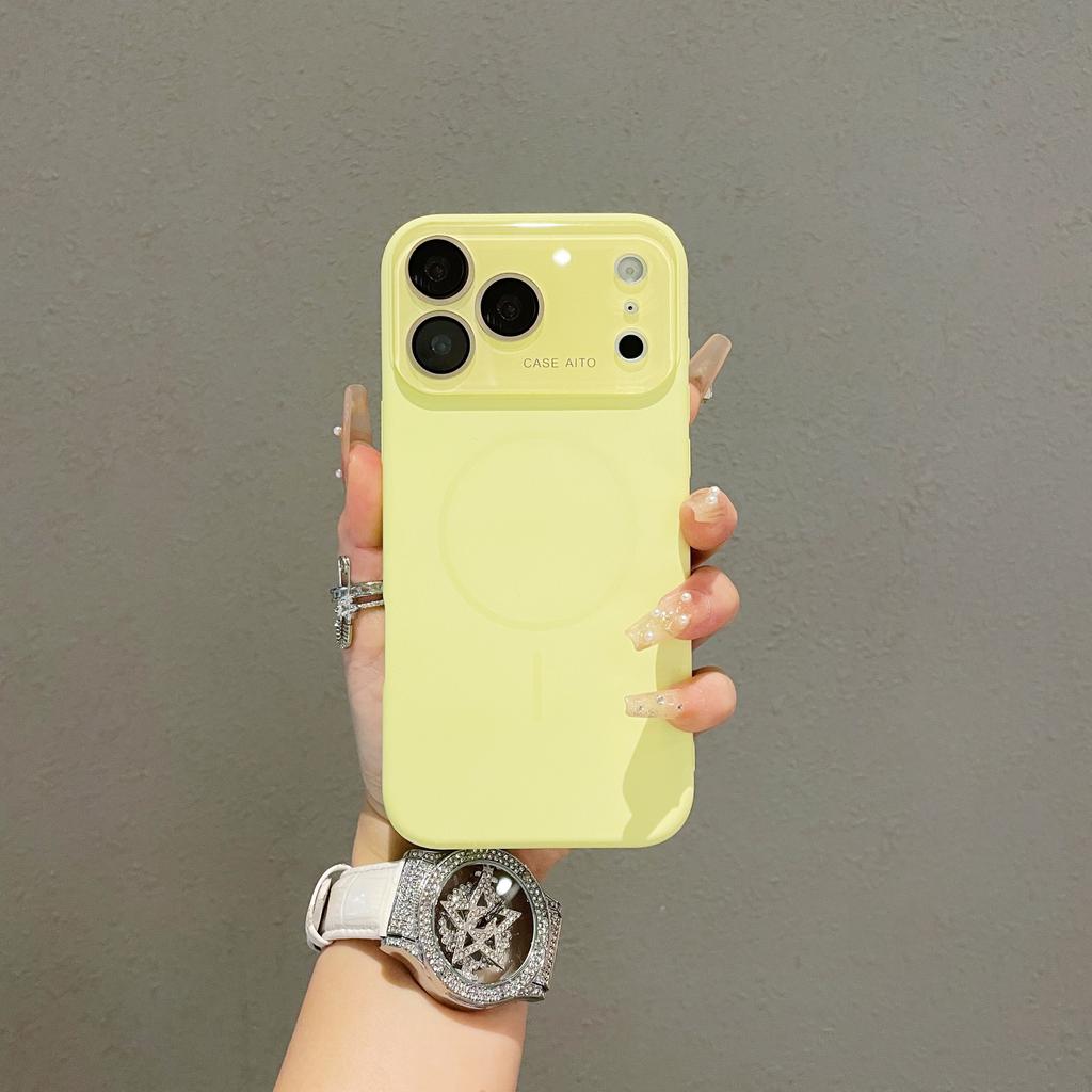 Чехол с большим окном из жидкого силикона с магнитами для iPhone 17 Air 16 15 14 13 Pro Max Для беспроводной зарядки Magsafe Матовый защитный чехол