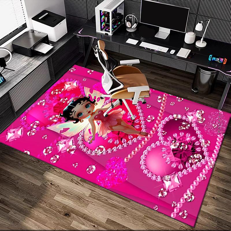 Betty Boop Print Area Rug, Multi-functional Office Chair Sofa Carpet, Easy Clean Carpet for Home and Living Spaces