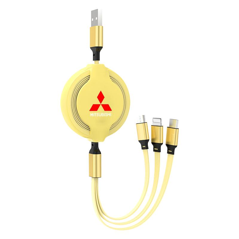 Car Mounted Telescopic Three In One Mobile Phone Charger For Mitsubishi ASX Lancer Pajero Outlander L200 EVO Lancer EX