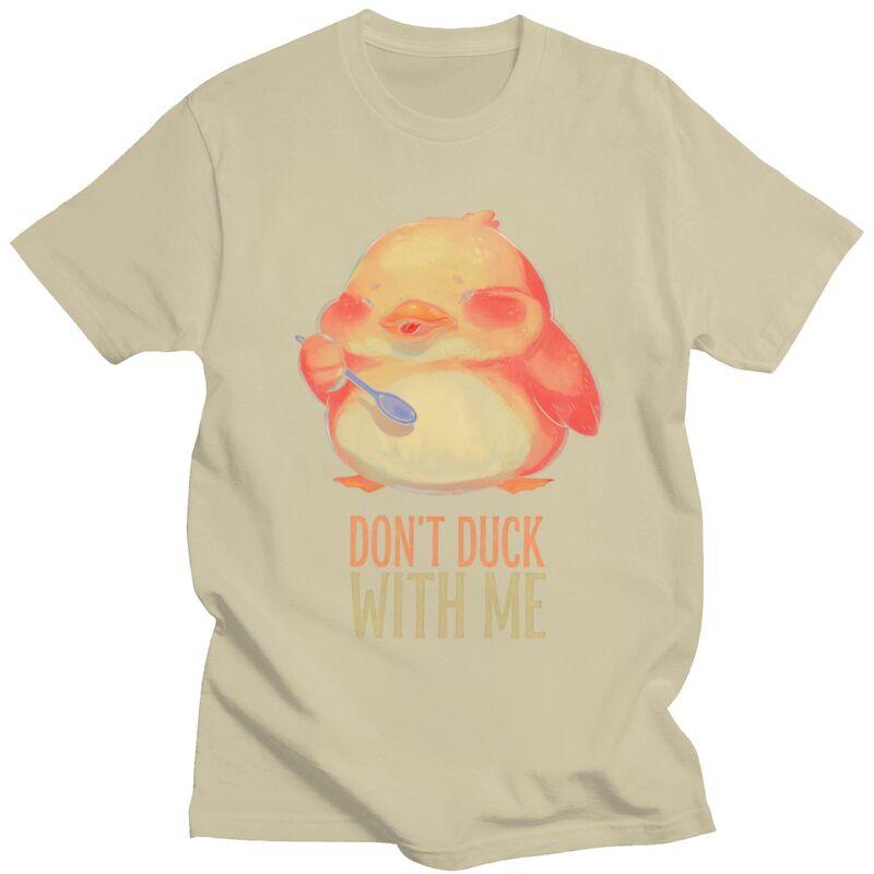 Dont Duck With Me Funny Duck T Shirt Unisex Women Short Sleeve Tshirts Casual Tee Tops Pure Cotton Loose Oversized Clothing